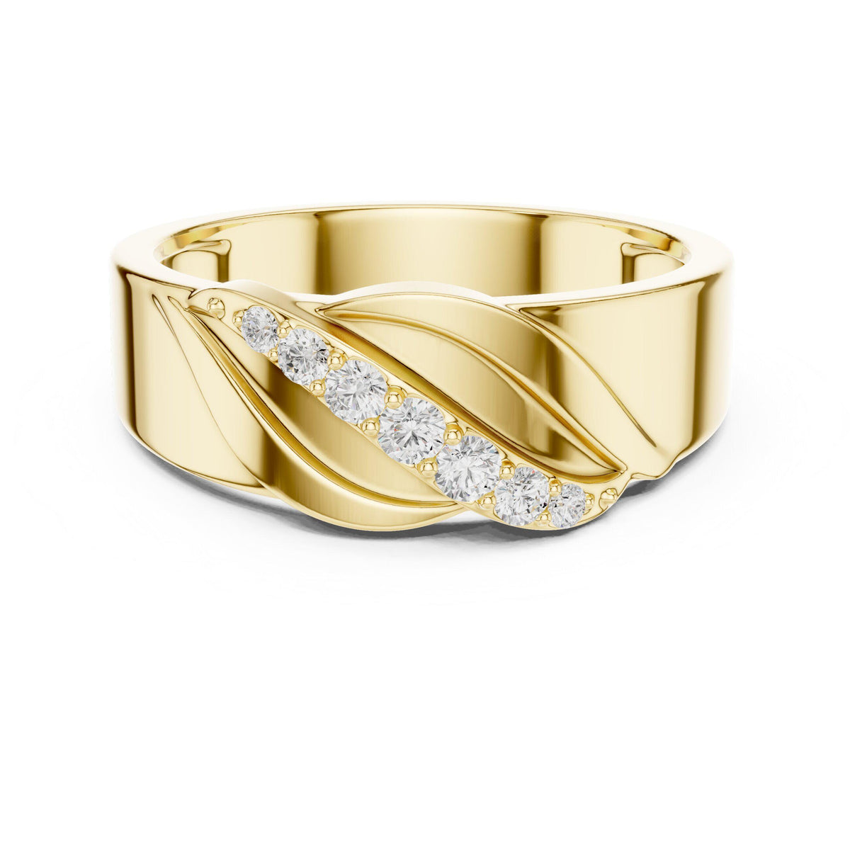 Men's Diagonal Pavé Moissanite Band – 925 Sterling Silver, 18K Gold Vermeil