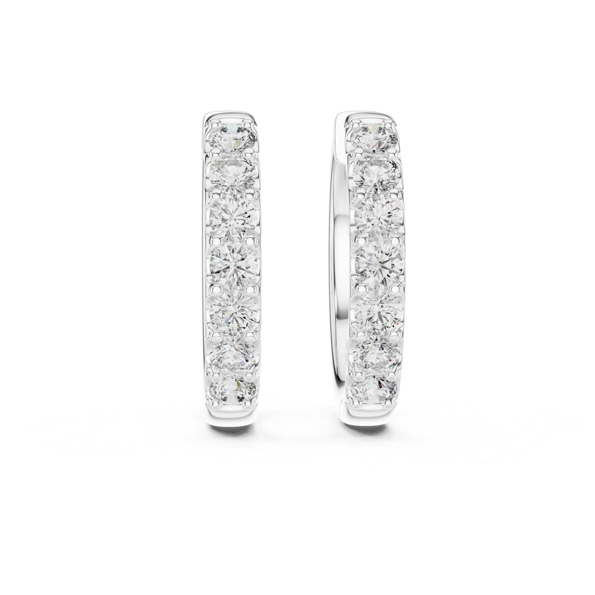 Round Moissanite Eternity Hoop Earrings – 925 Sterling Silver, 18K Gold Vermeil