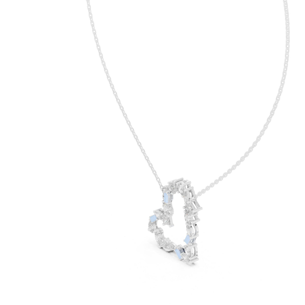 Pear & Baguette Moissanite V Necklace – 925 Sterling Silver, 18K Gold Vermeil