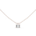 Emerald-Cut Moissanite Solitaire Necklace with Accent – 925 Sterling Silver, 18K Gold Vermeil