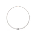 Oval Accent Moissanite Tennis Necklace – 925 Sterling Silver, 18K Gold Vermeil