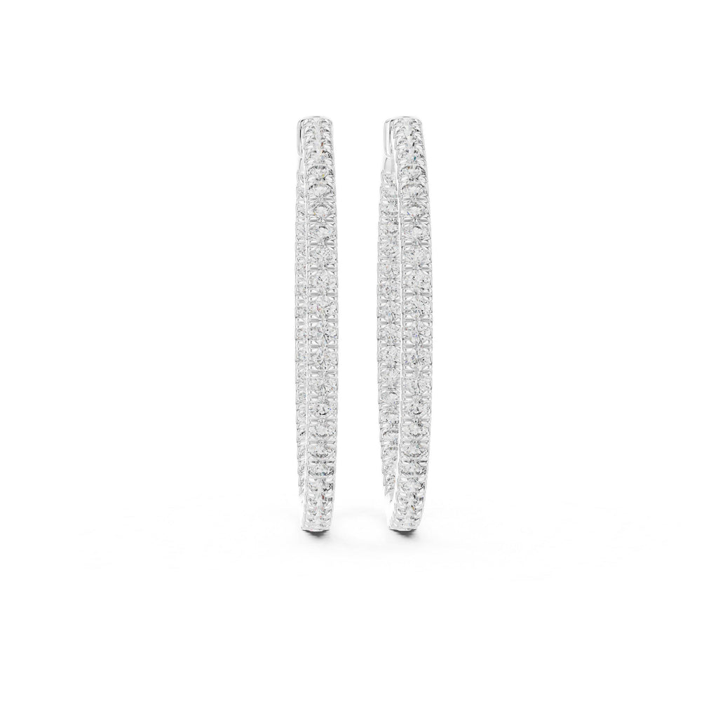Moissanite Inside-Out Pavé Hoop Earrings – 925 Sterling Silver, 18K Gold Vermeil