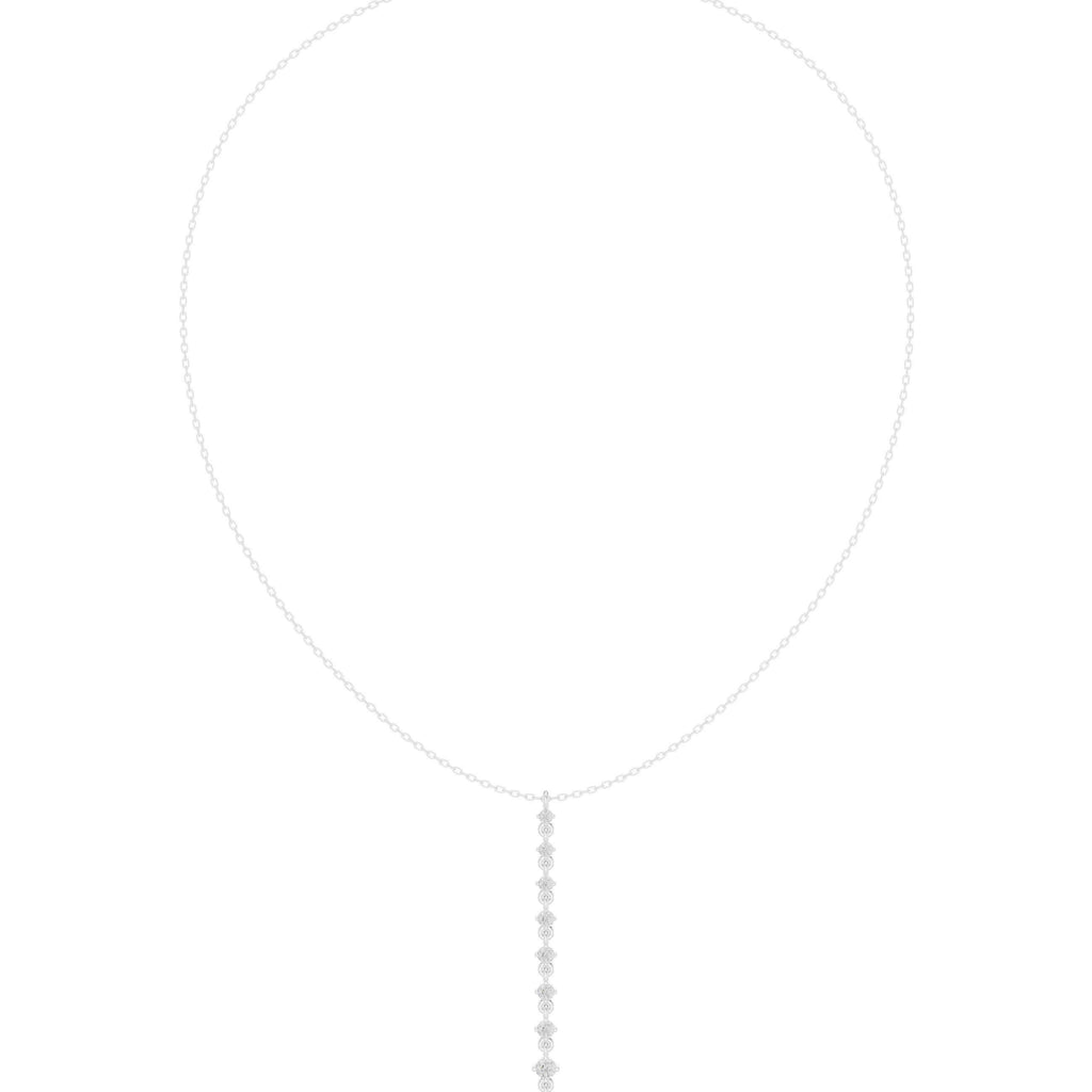 Moissanite Linear Drop Lariat Necklace – 925 Sterling Silver, 18K Gold Vermeil
