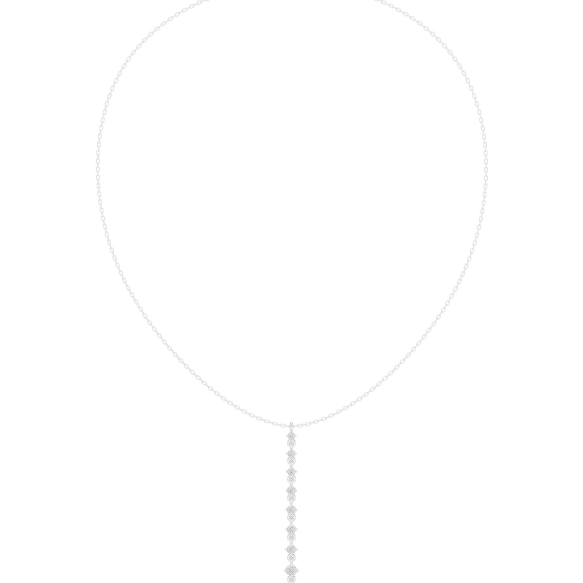 Moissanite Linear Drop Lariat Necklace – 925 Sterling Silver, 18K Gold Vermeil