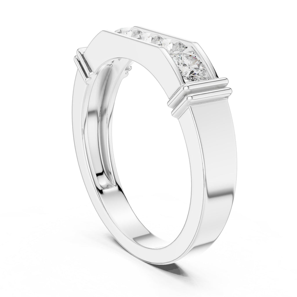 Men's Five-Stone Moissanite Ring, Flat Top – 925 Sterling Silver, 18K Gold Vermeil