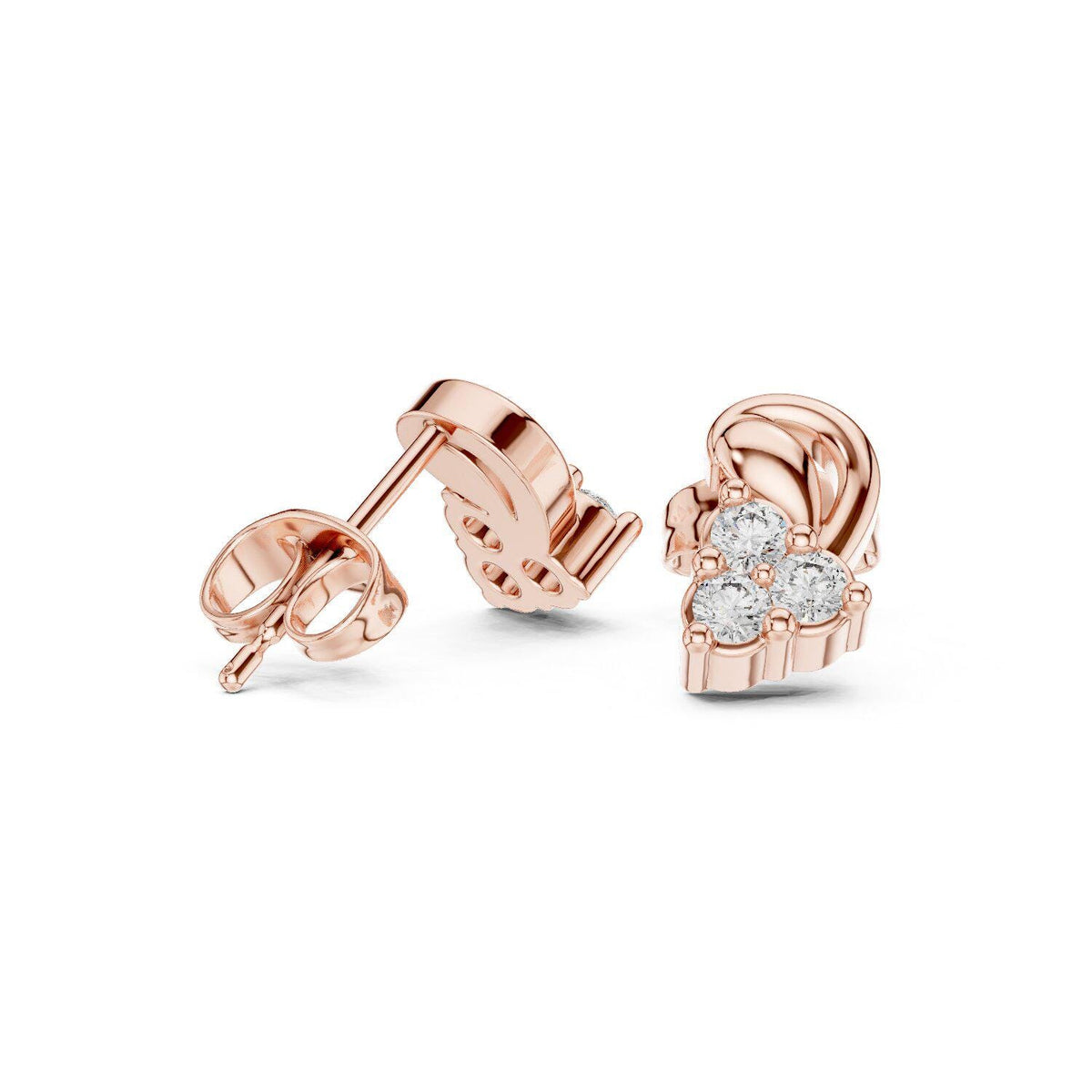 Moissanite Paisley Swirl Stud Earrings – 925 Sterling Silver, 18K Gold Vermeil