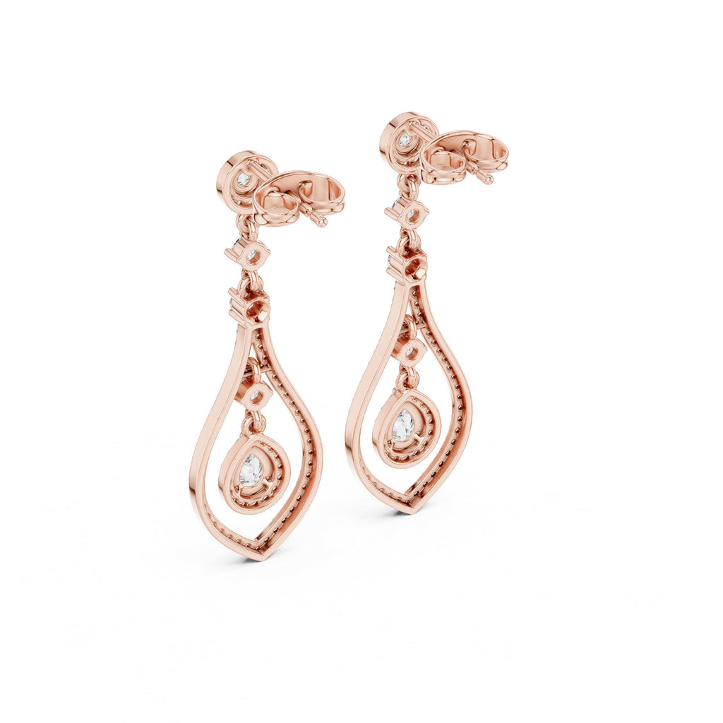 Pear Moissanite Open Teardrop Chandelier Earrings – 925 Sterling Silver, 18K Gold Vermeil