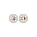 Emerald-Cut Moissanite Octagon Halo Stud Earrings – 925 Sterling Silver, 18K Gold Vermeil