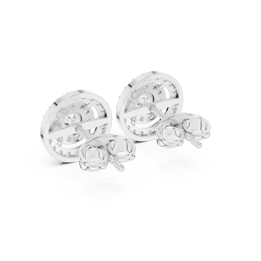Round Moissanite Double-Halo Stud Earrings – 925 Sterling Silver, 18K Gold Vermeil