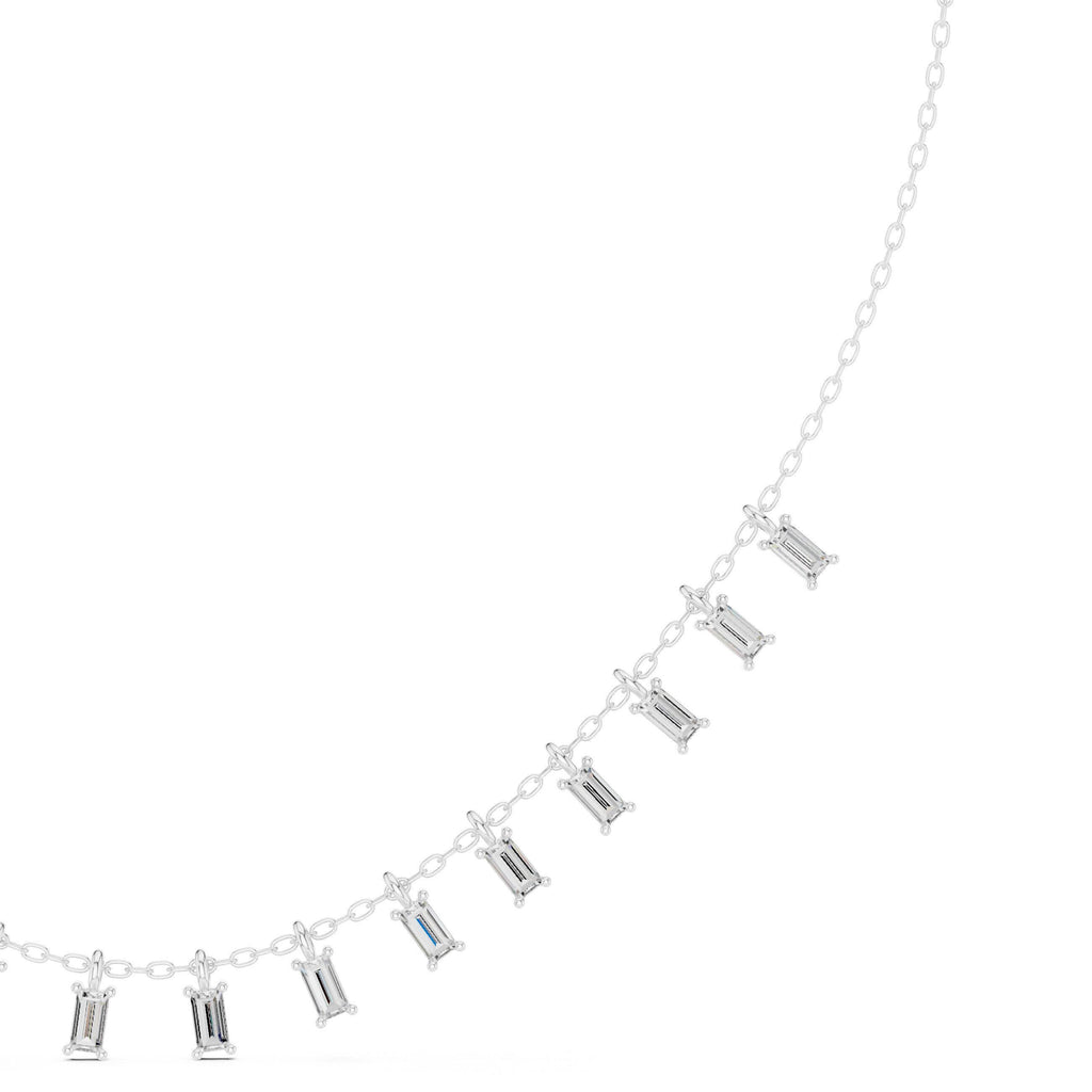 Baguette Moissanite Fringe Necklace – 925 Sterling Silver, 18K Gold Vermeil