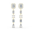 Mixed-Cut Moissanite Linear Drop Earrings – 925 Sterling Silver, 18K Gold Vermeil