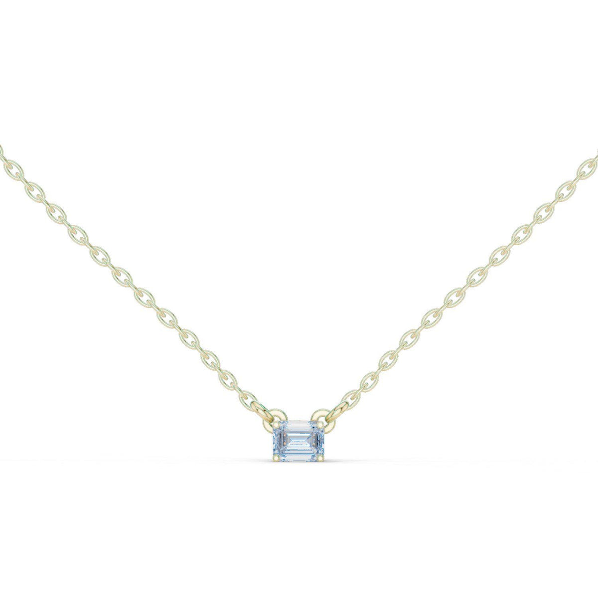 Emerald-Cut Moissanite East-West Solitaire Necklace – 925 Sterling Silver, 18K Gold Vermeil