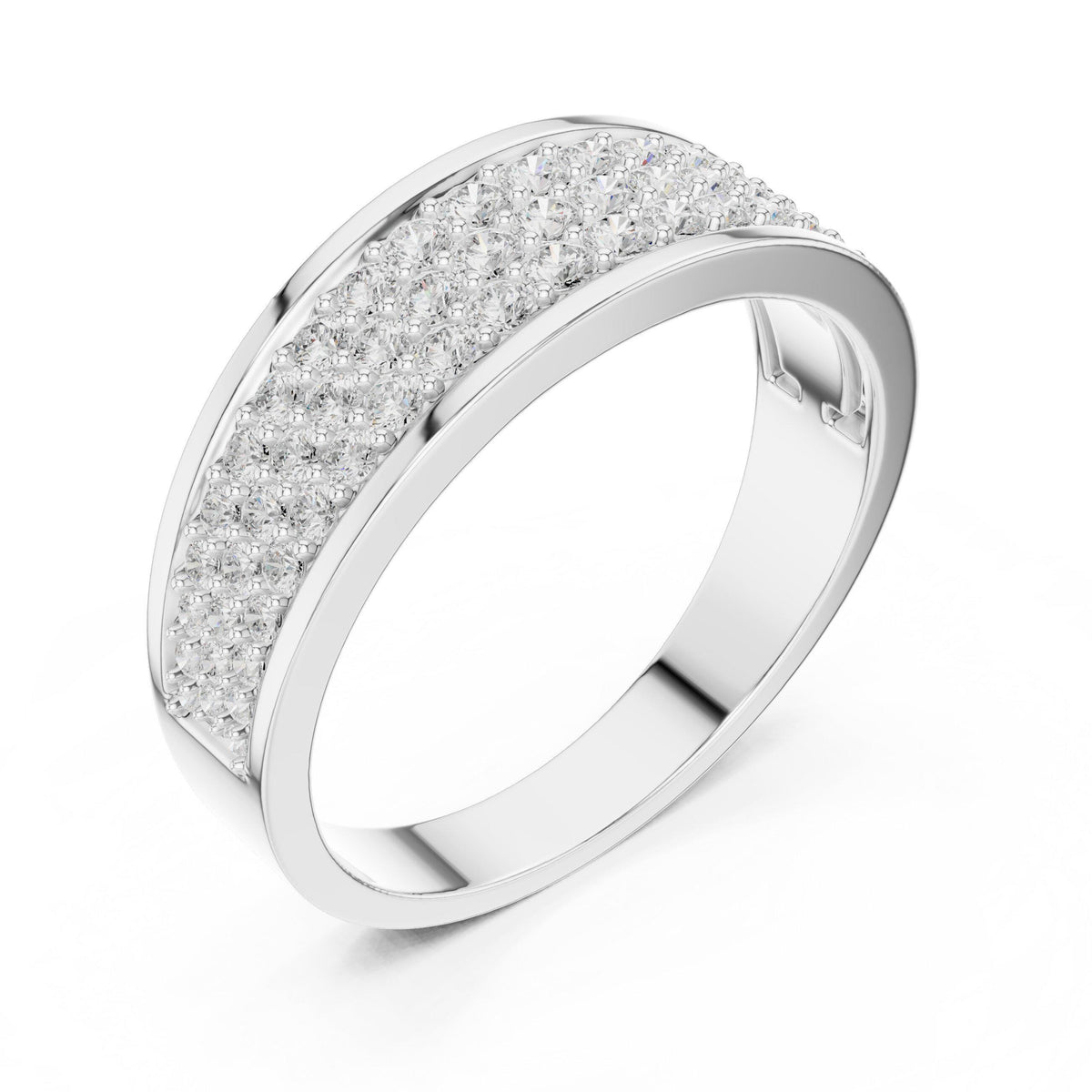 Men's Wide Domed Pavé Moissanite Band – 925 Sterling Silver, 18K Gold Vermeil