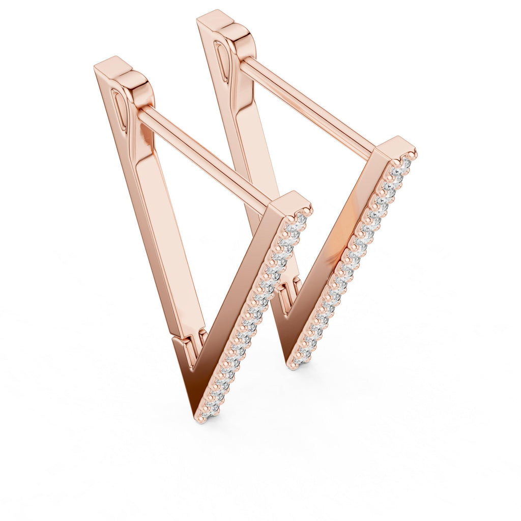 Moissanite Pavé Triangle Hoop Earrings – 925 Sterling Silver, 18K Gold Vermeil