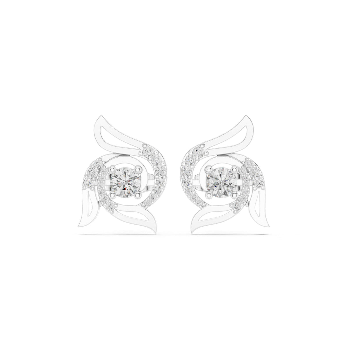 Moissanite Pavé Wing Stud Earrings – 925 Sterling Silver, 18K Gold Vermeil