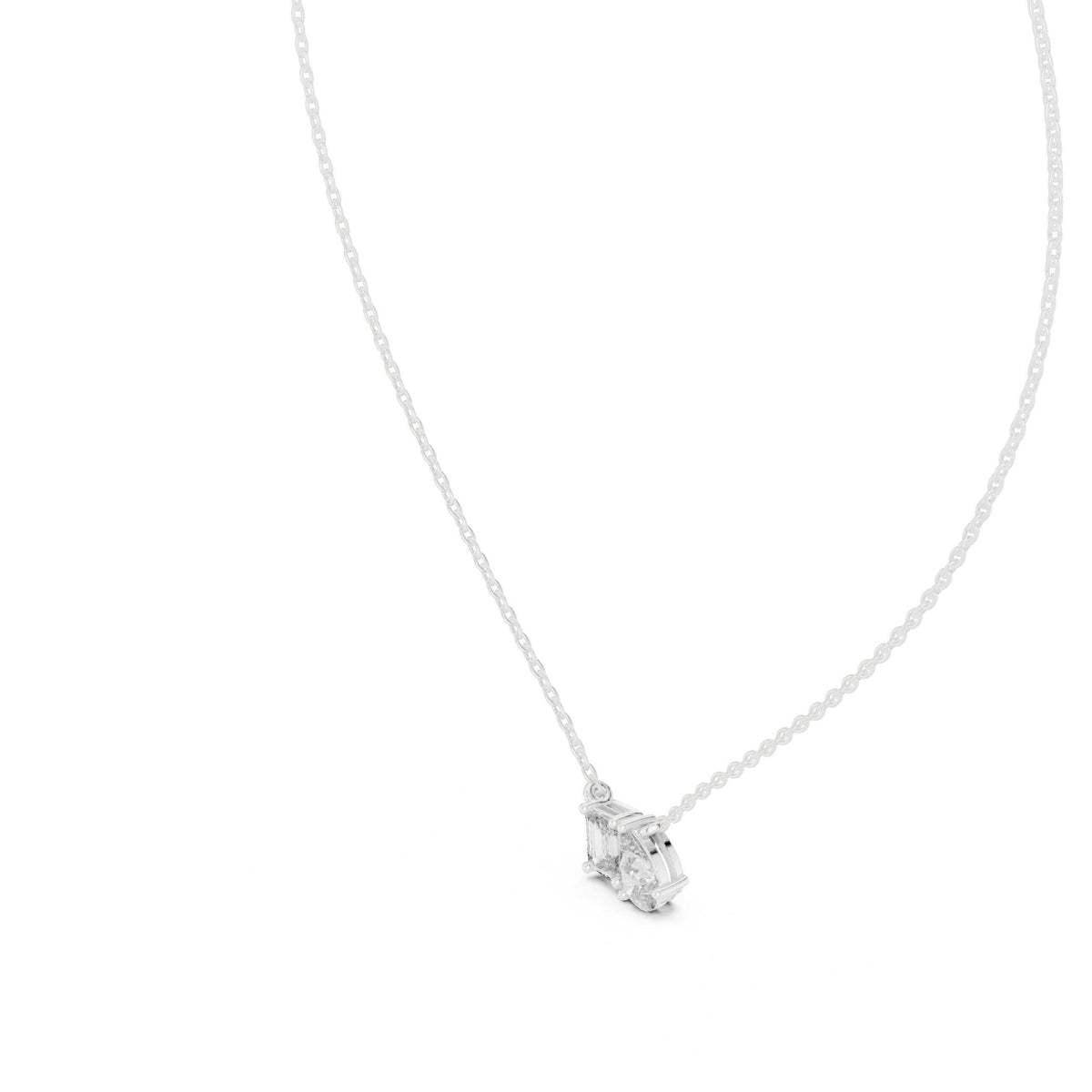 Emerald-Cut & Pear Moissanite Toi et Moi Necklace – 925 Sterling Silver, 18K Gold Vermeil