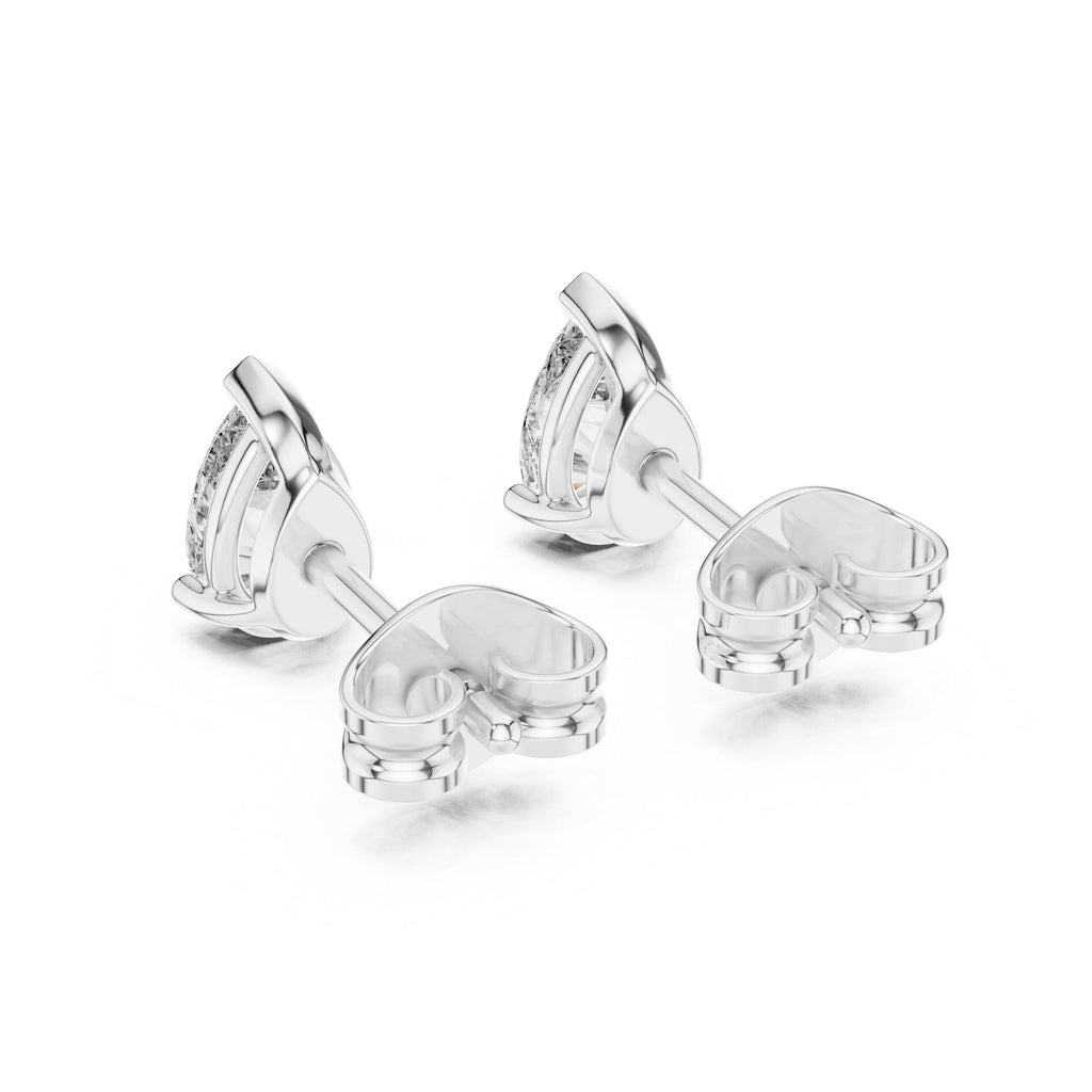Pear Moissanite Solitaire Stud Earrings – 925 Sterling Silver, 18K Gold Vermeil
