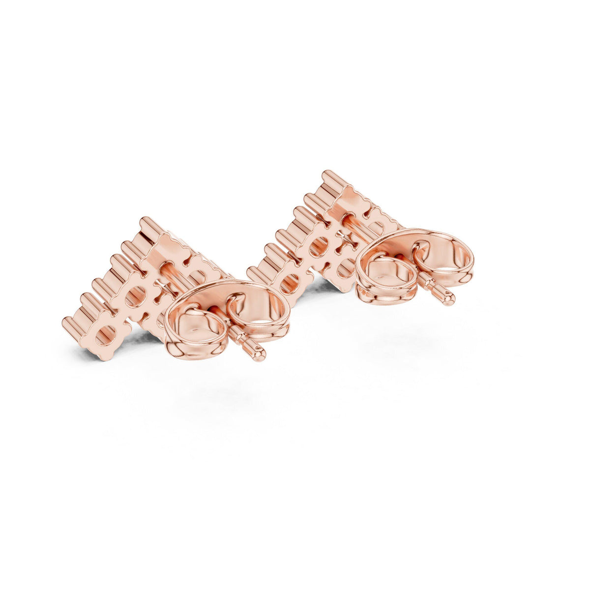 Moissanite Chevron Cluster Stud Earrings – 925 Sterling Silver, 18K Gold Vermeil