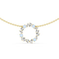 Mixed-Cut Moissanite Open-Circle Necklace – 925 Sterling Silver, 18K Gold Vermeil