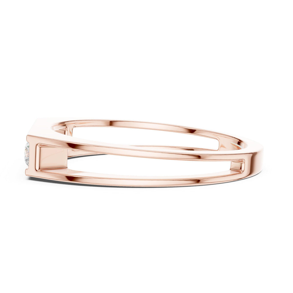 Men's Open-Band Moissanite Ring with Pavé Bar – 925 Sterling Silver, 18K Gold Vermeil