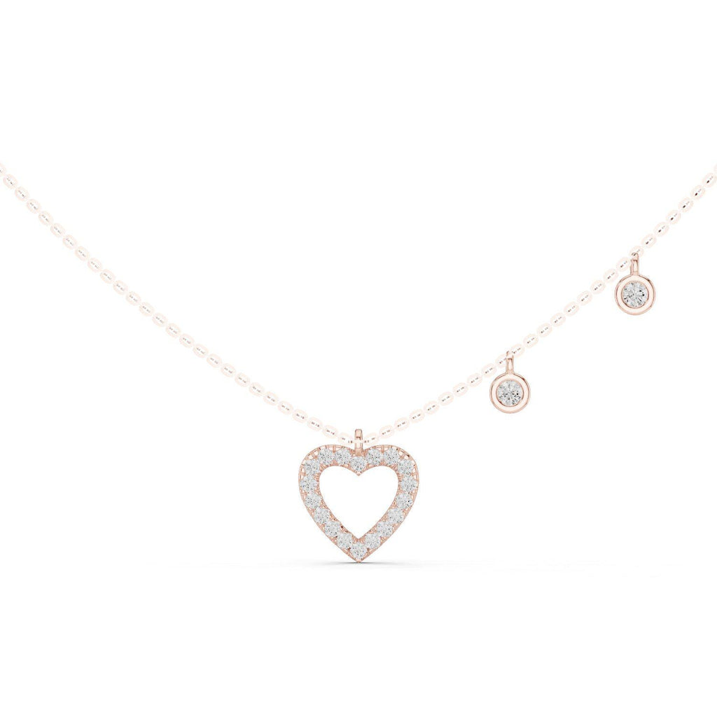 Heart Moissanite Pendant Necklace with Round Charms – 925 Sterling Silver, 18K Gold Vermeil