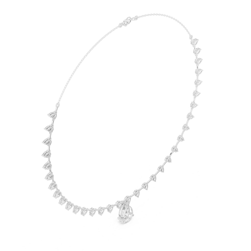 Trillion & Pear Moissanite Fringe Necklace – 925 Sterling Silver, 18K Gold Vermeil