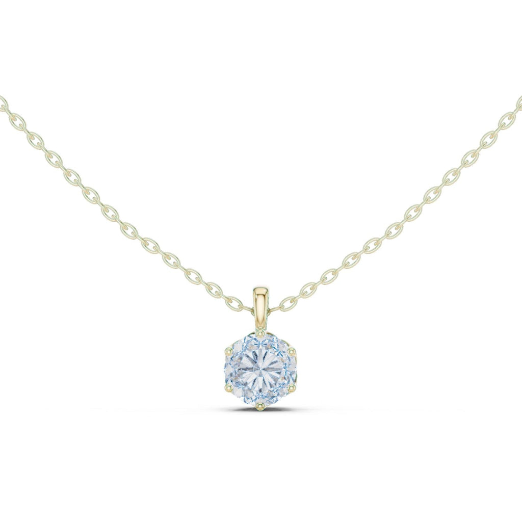 Round Moissanite Six-Prong Solitaire Necklace – 925 Sterling Silver, 18K Gold Vermeil