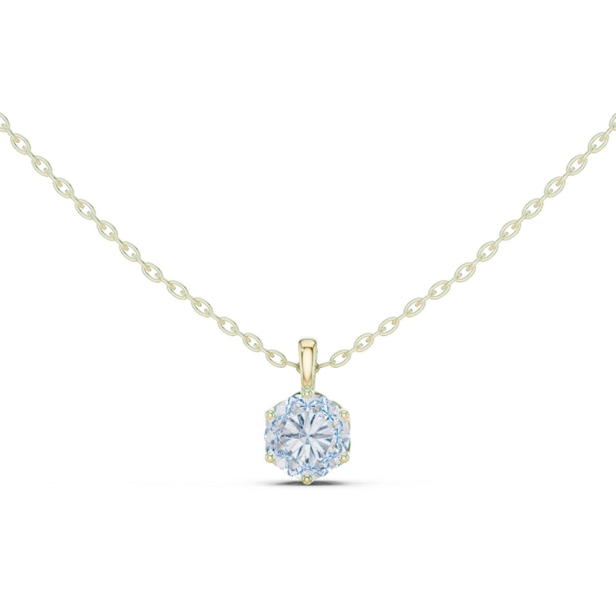 Round Moissanite Six-Prong Solitaire Necklace – 925 Sterling Silver, 18K Gold Vermeil