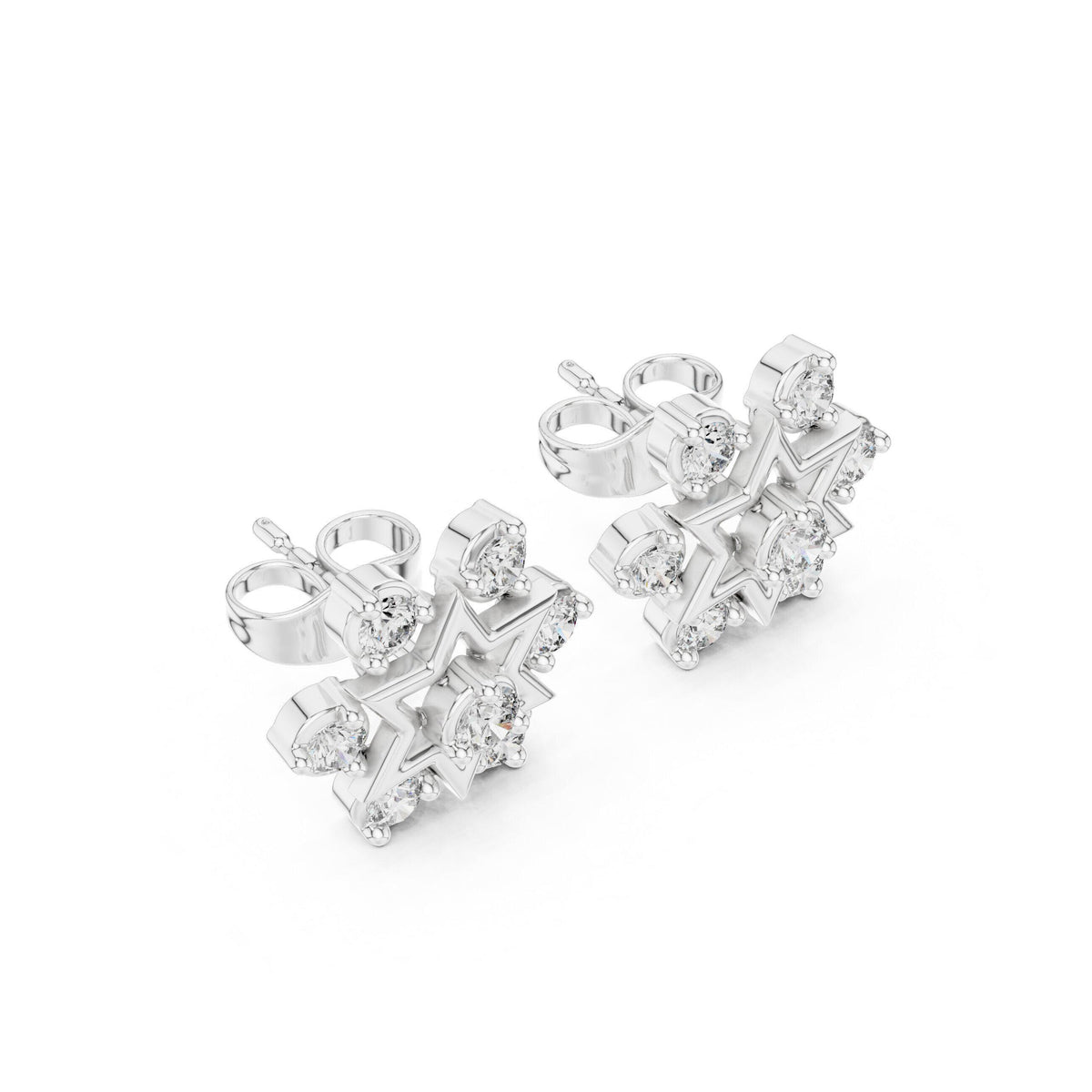 Moissanite Six-Point Star Stud Earrings – 925 Sterling Silver, 18K Gold Vermeil