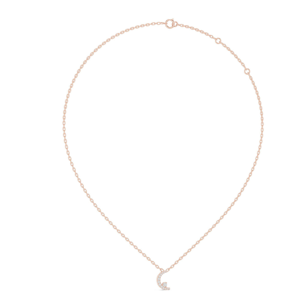 Moissanite Crescent Moon Pendant Necklace – 925 Sterling Silver, 18K Gold Vermeil