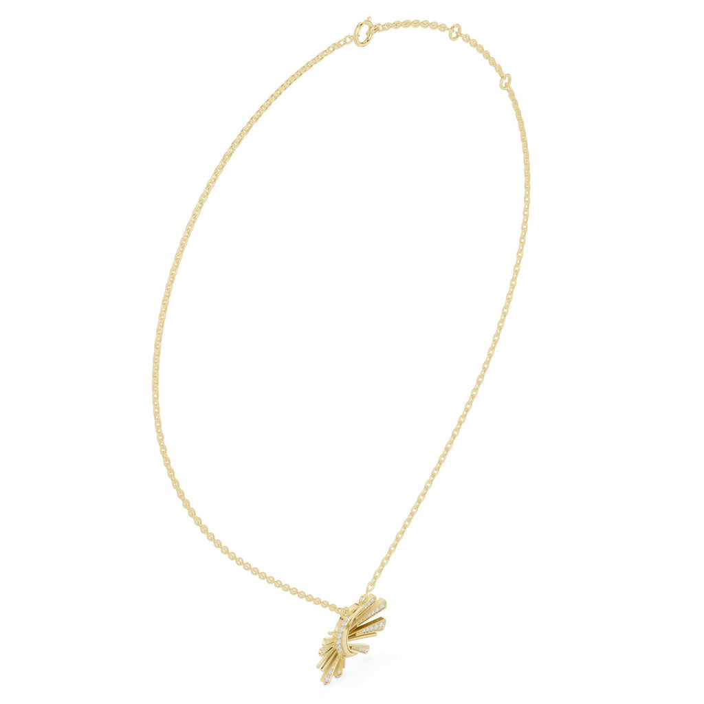 Moissanite Pavé Sunburst Fan Necklace – 925 Sterling Silver, 18K Gold Vermeil