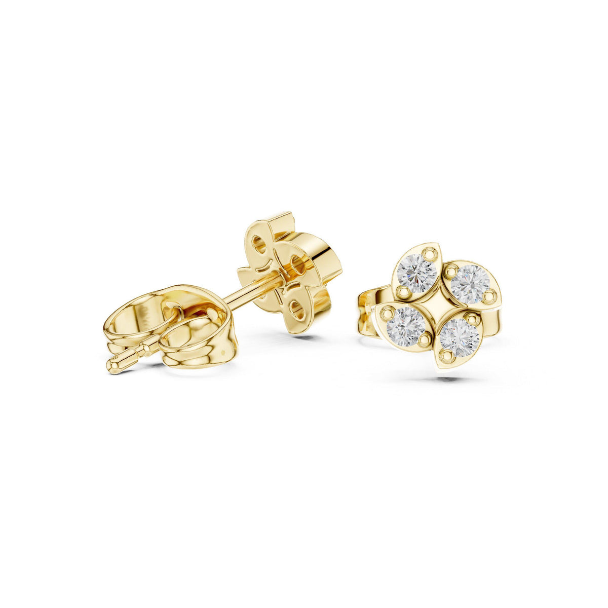 Moissanite Clover Cluster Stud Earrings – 925 Sterling Silver, 18K Gold Vermeil