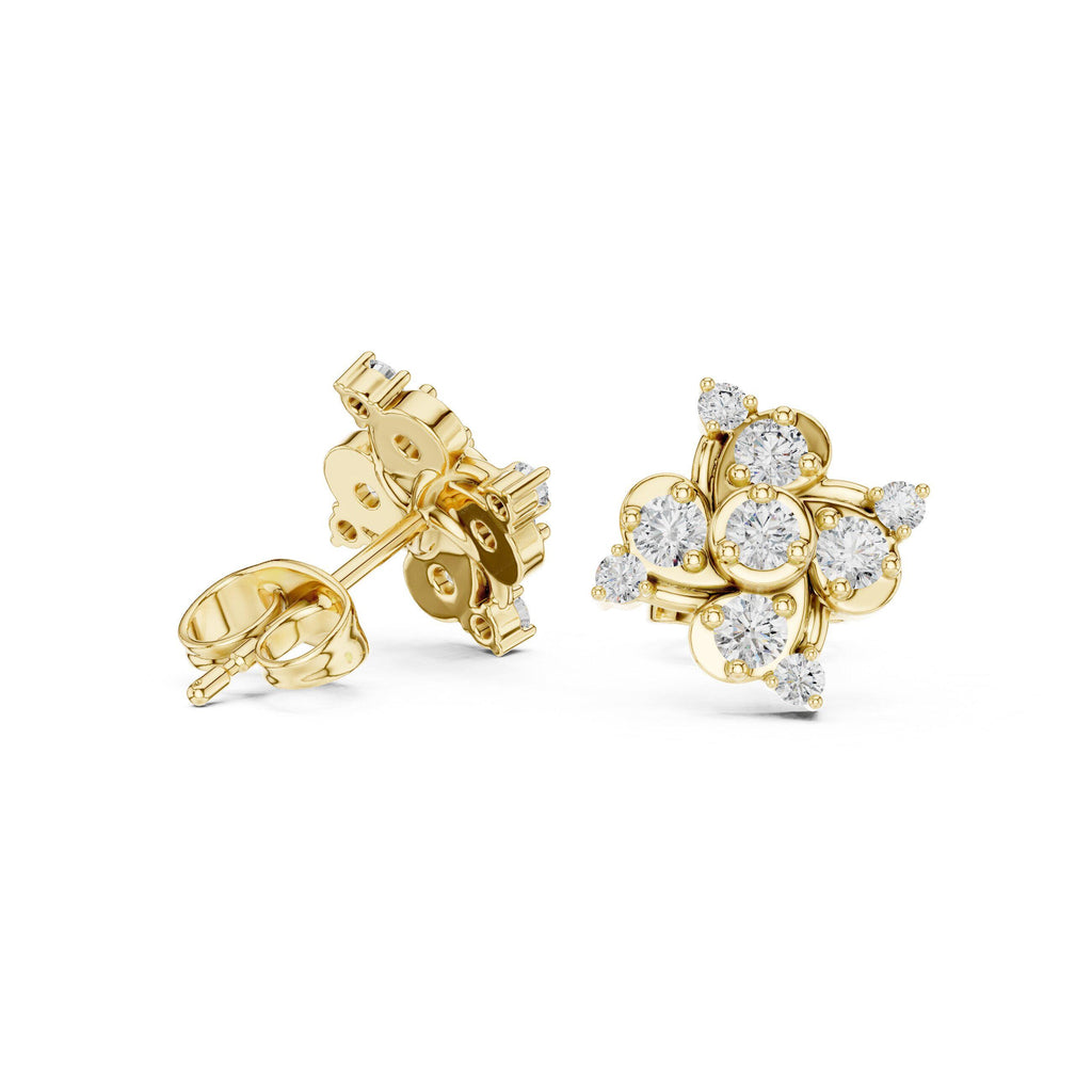 Moissanite Scattered Cluster Stud Earrings – 925 Sterling Silver, 18K Gold Vermeil