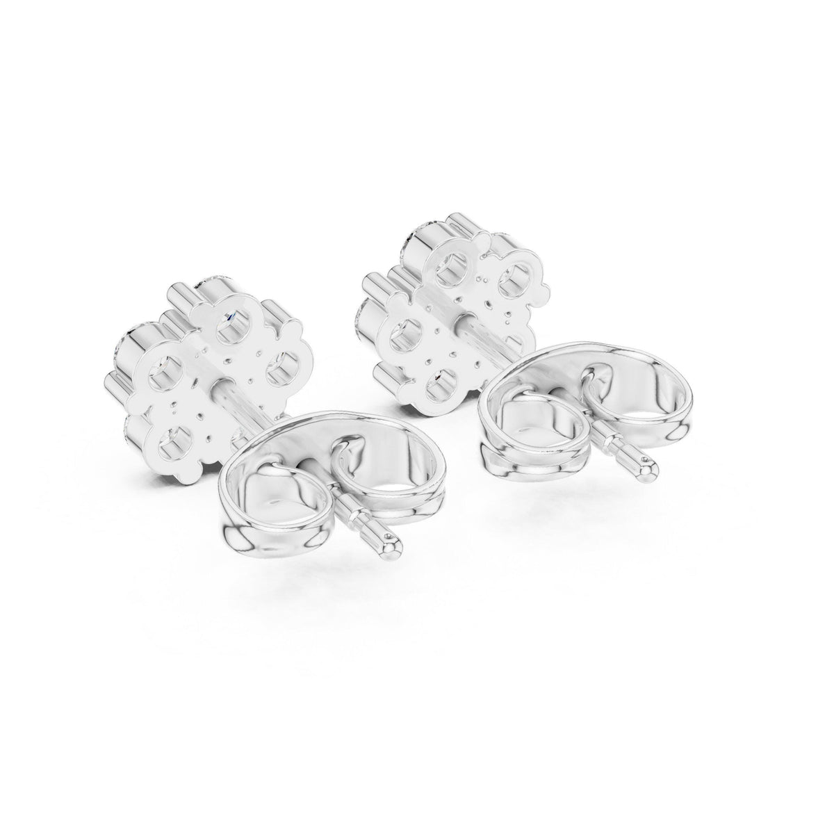 Moissanite Pinwheel Cluster Stud Earrings – 925 Sterling Silver, 18K Gold Vermeil