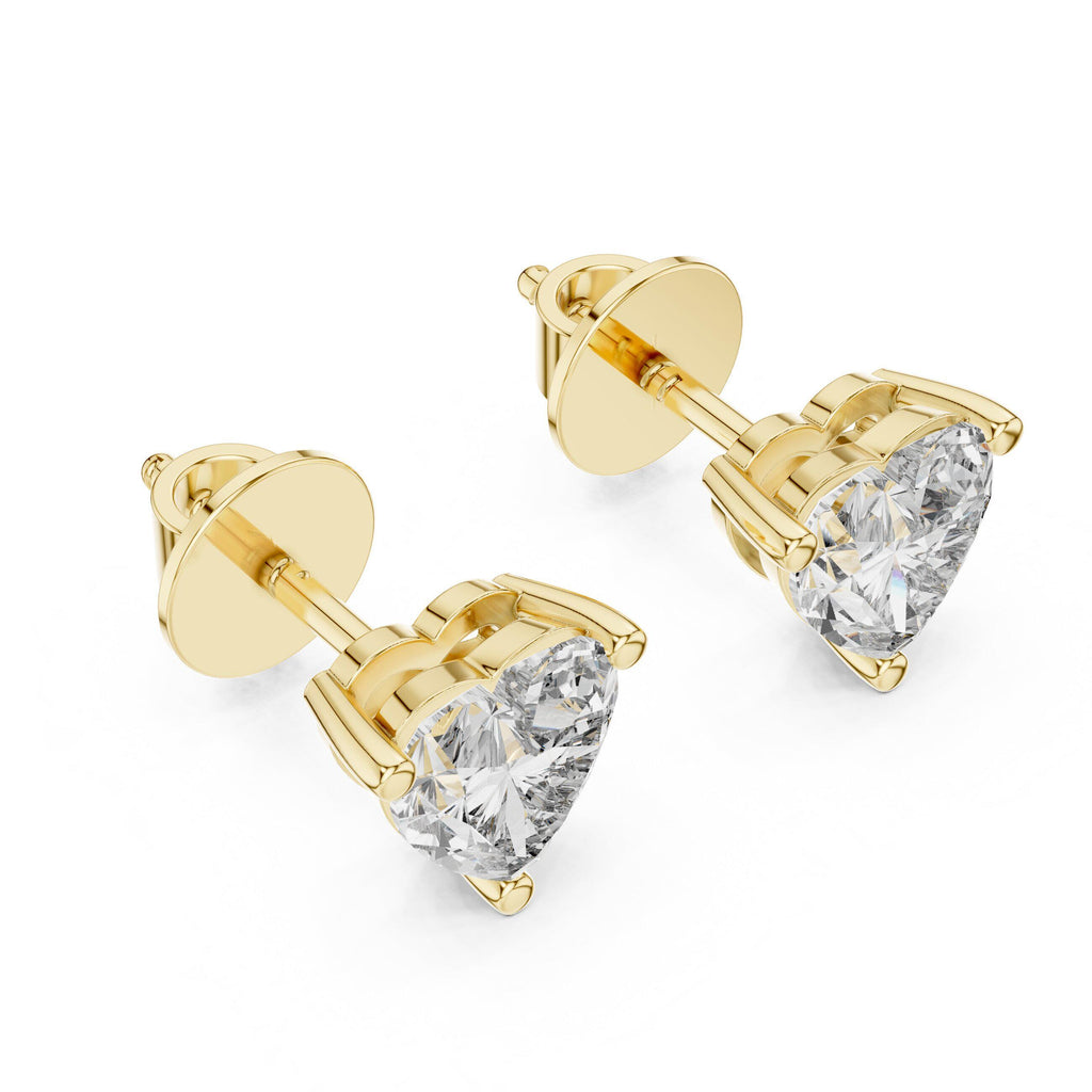 Heart Moissanite Stud Earrings – 925 Sterling Silver, 18K Gold Vermeil