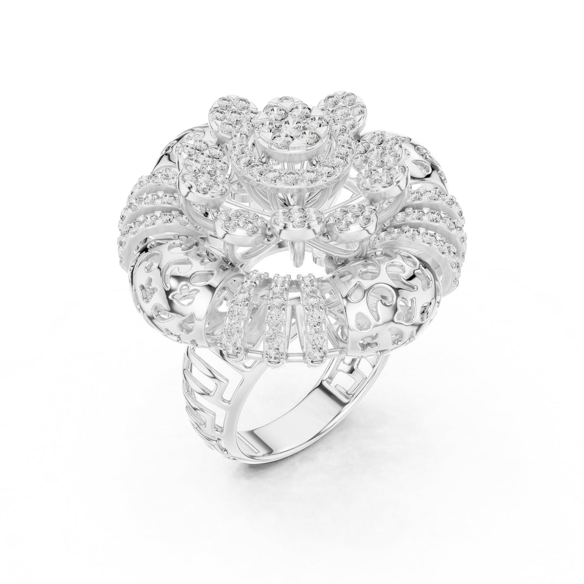 Moissanite Crown Cocktail Ring – 925 Sterling Silver, 18K Gold Vermeil