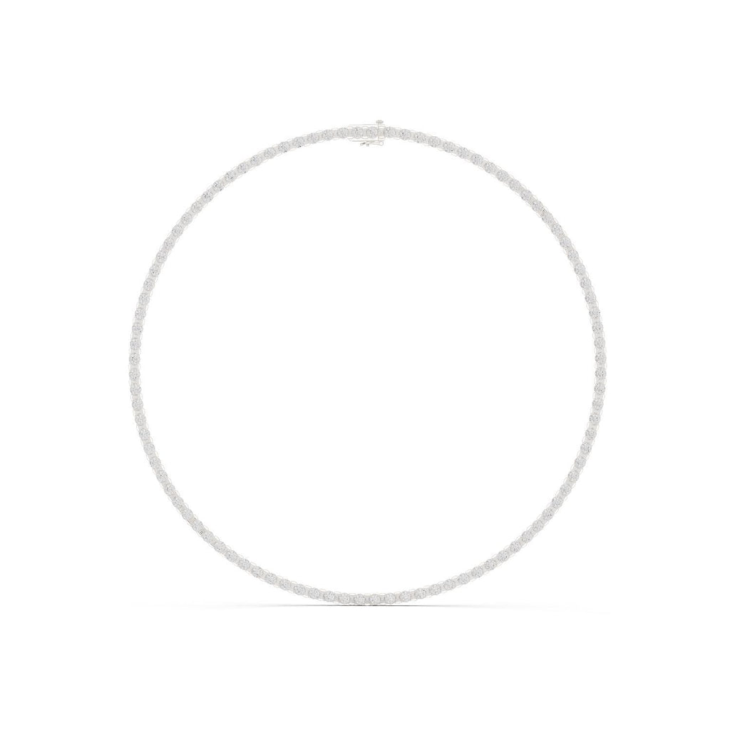 Round Moissanite Tennis Necklace – 925 Sterling Silver, 18K Gold Vermeil