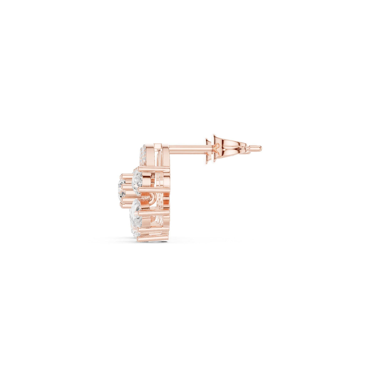 Moissanite Half-Moon Cluster Stud Earrings – 925 Sterling Silver, 18K Gold Vermeil