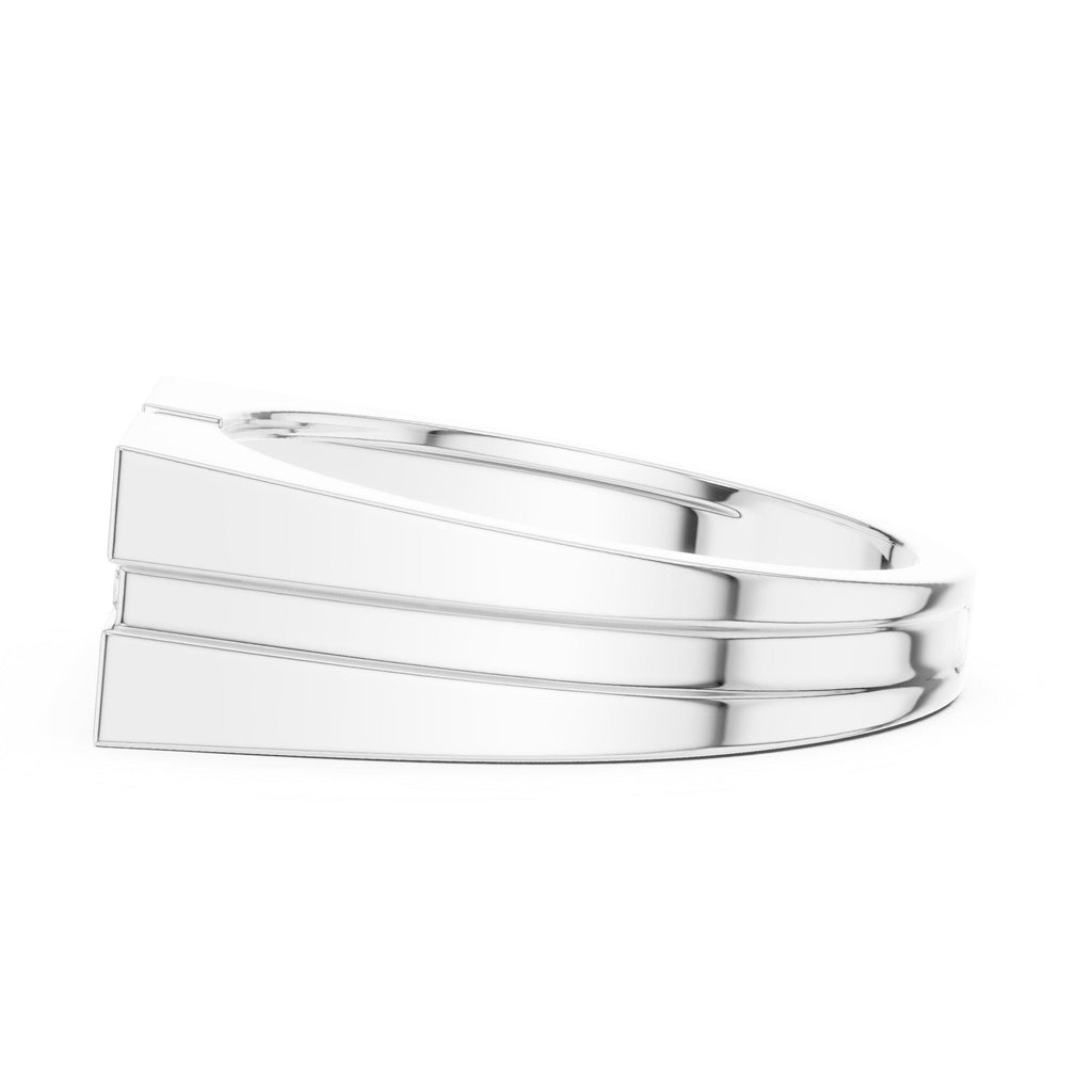 Men's Stepped-Band Moissanite Ring with Square Cluster – 925 Sterling Silver, 18K Gold Vermeil
