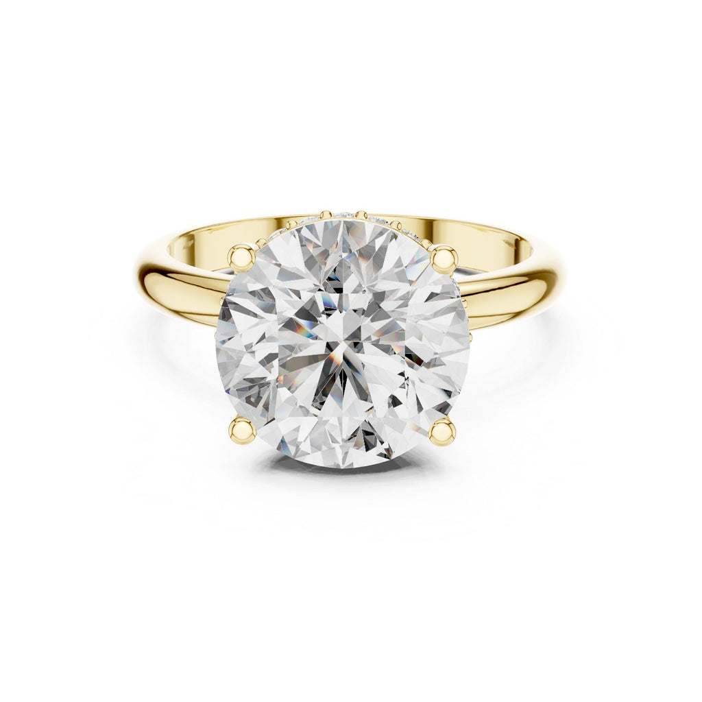 Round Moissanite Hidden-Halo Solitaire Ring – 925 Sterling Silver, 18K Gold Vermeil