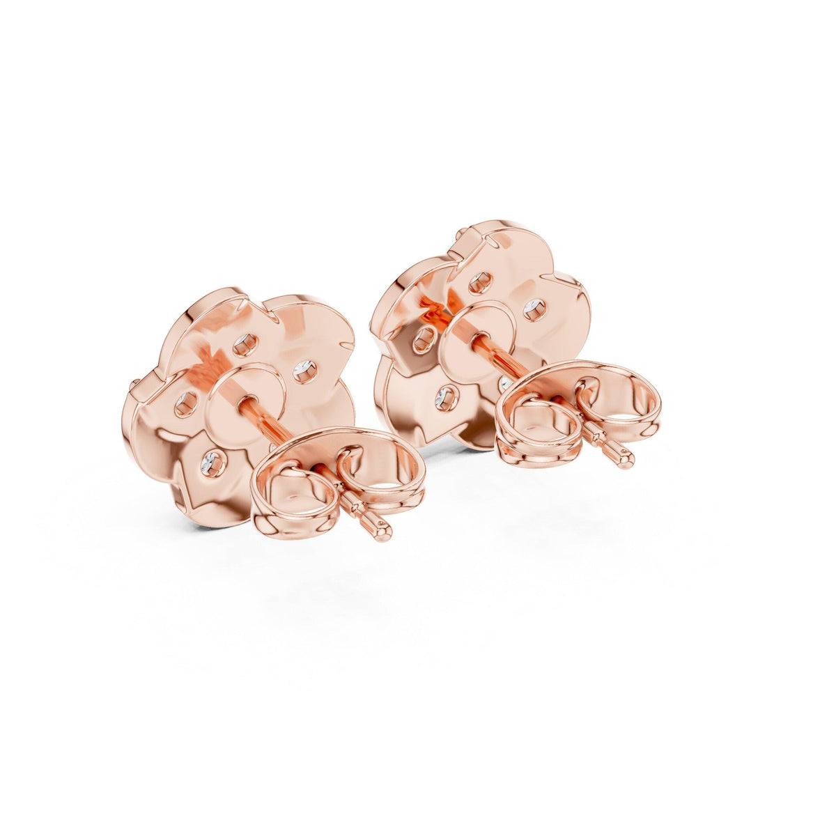 Moissanite Rose Bloom Stud Earrings – 925 Sterling Silver, 18K Gold Vermeil
