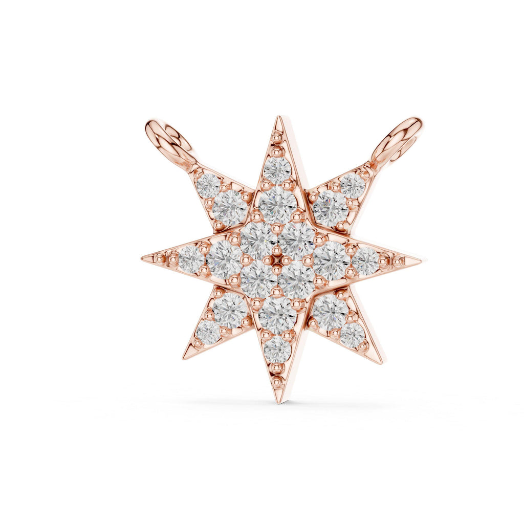 Moissanite Eight-Point Star Necklace – 925 Sterling Silver, 18K Gold Vermeil