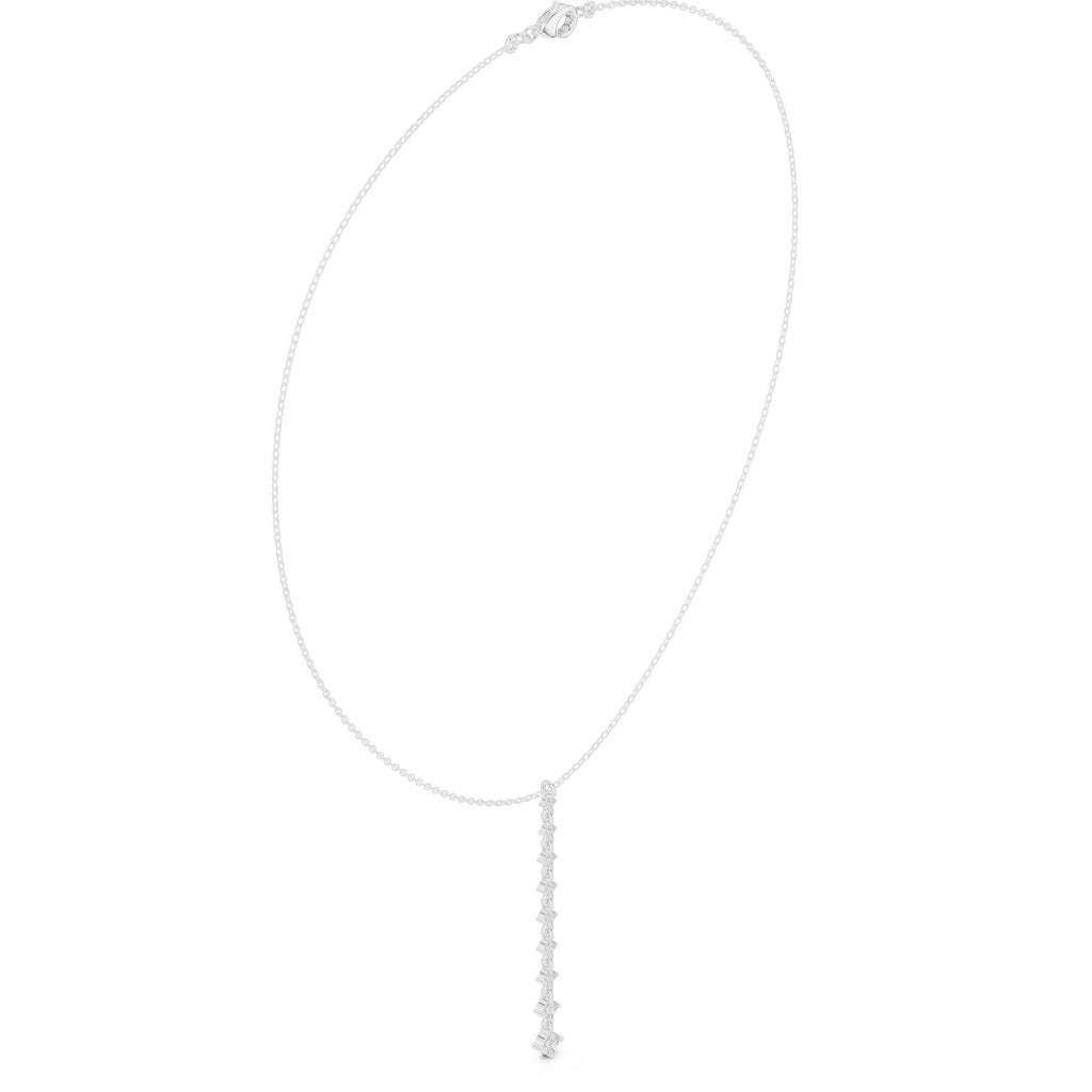 Moissanite Linear Drop Lariat Necklace – 925 Sterling Silver, 18K Gold Vermeil