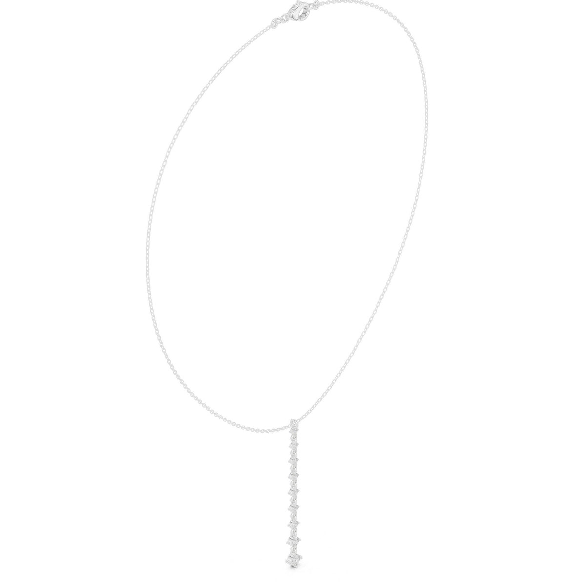 Moissanite Linear Drop Lariat Necklace – 925 Sterling Silver, 18K Gold Vermeil
