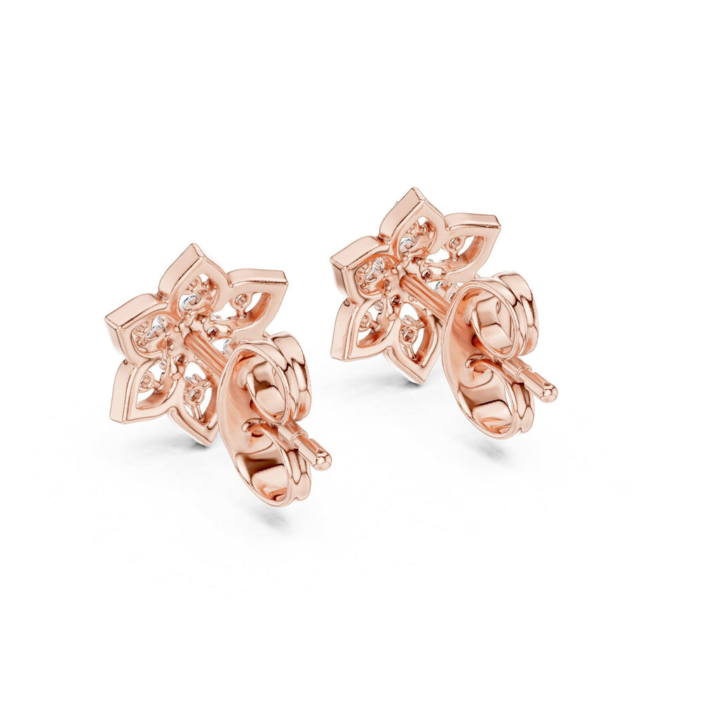 Moissanite Open Star Flower Stud Earrings – 925 Sterling Silver, 18K Gold Vermeil