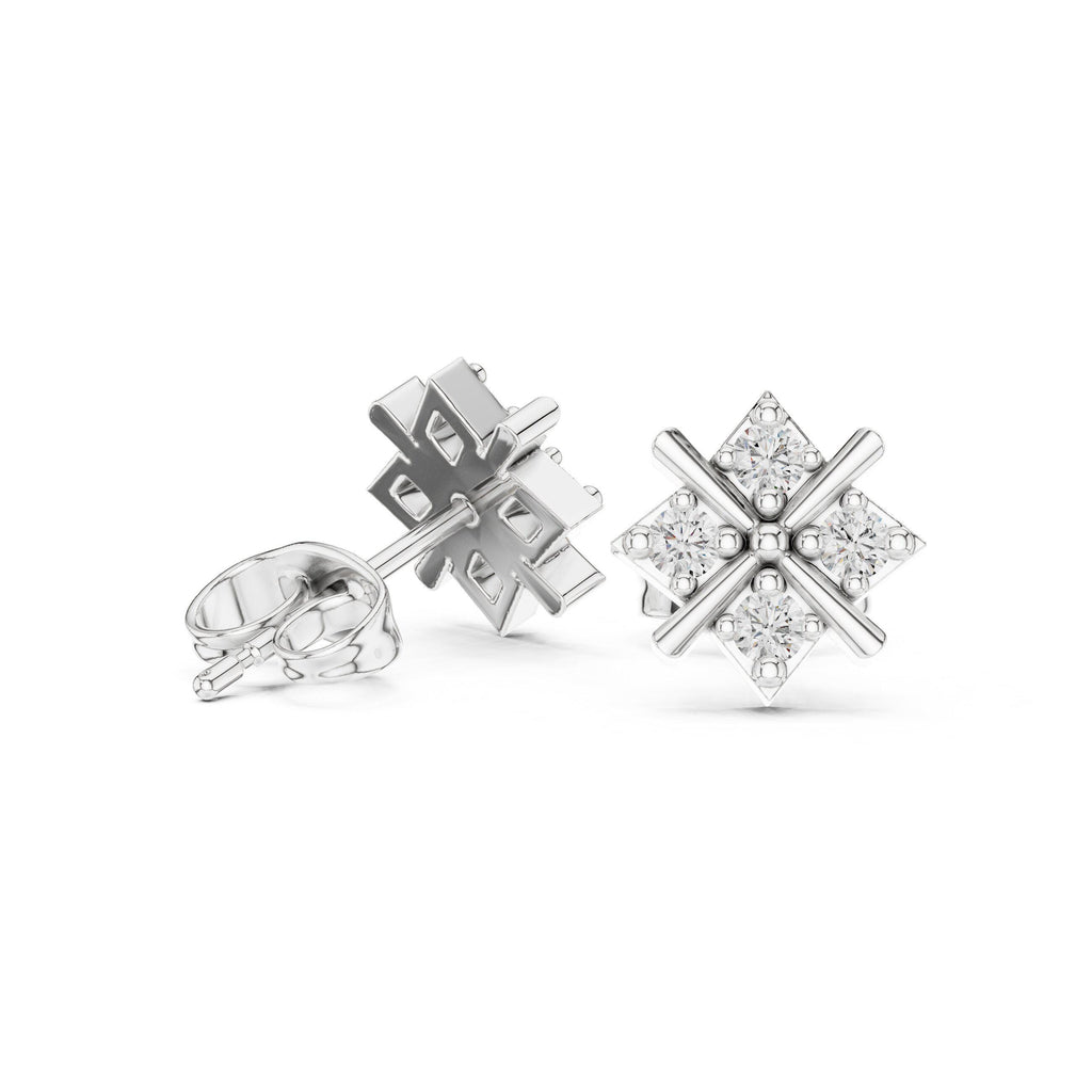 Moissanite Crossed Star Stud Earrings – 925 Sterling Silver, 18K Gold Vermeil