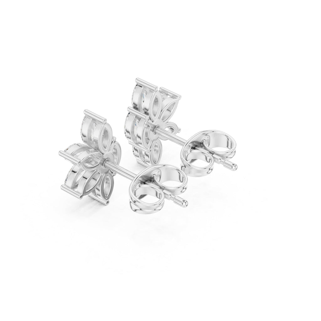 Marquise Moissanite Starburst Stud Earrings – 925 Sterling Silver, 18K Gold Vermeil