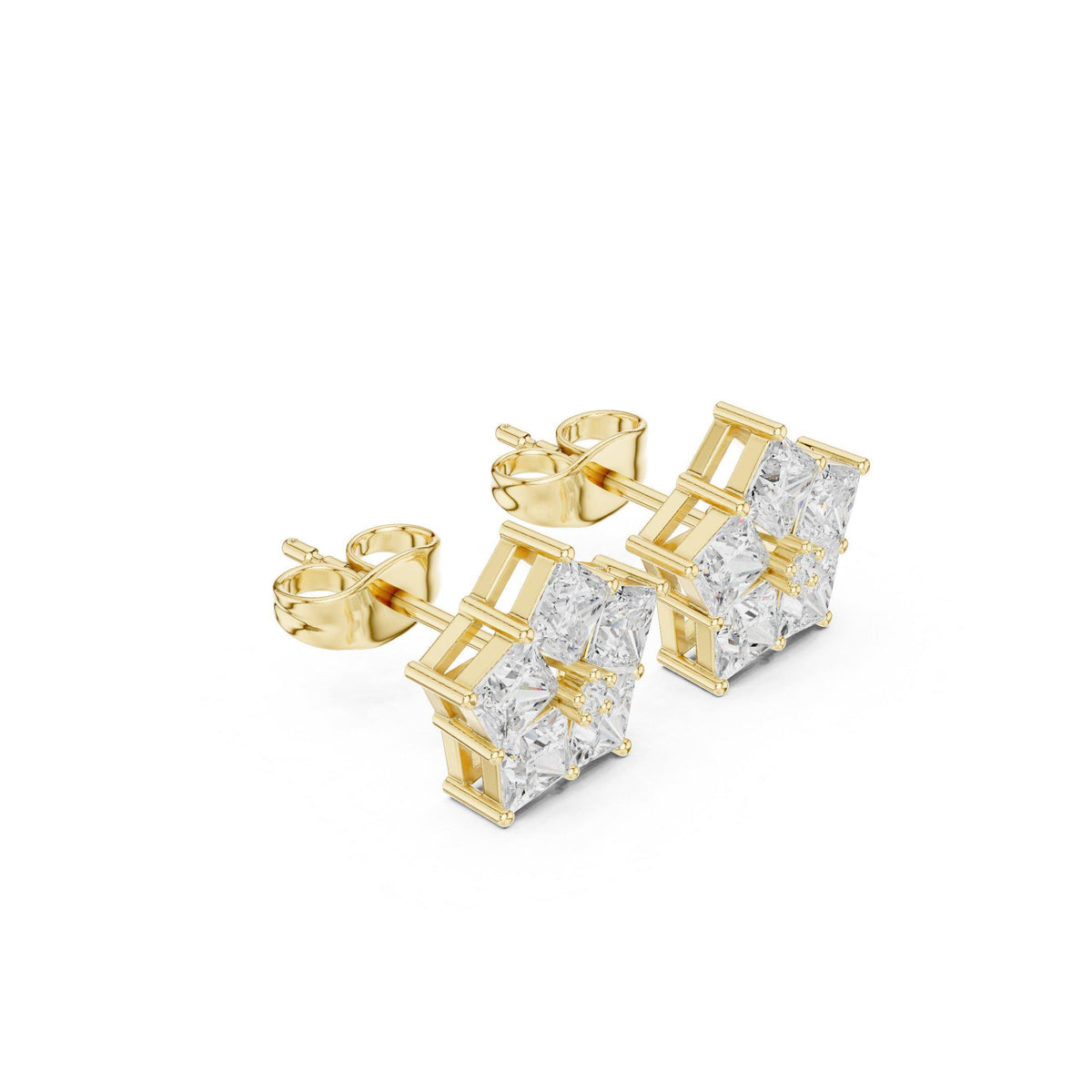 Pear Moissanite Star Cluster Stud Earrings – 925 Sterling Silver, 18K Gold Vermeil