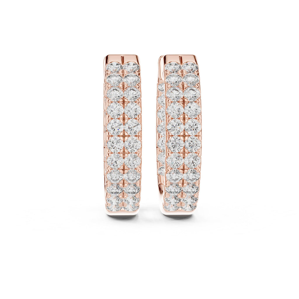 Moissanite Pavé Double-Row Wide Hoop Earrings – 925 Sterling Silver, 18K Gold Vermeil