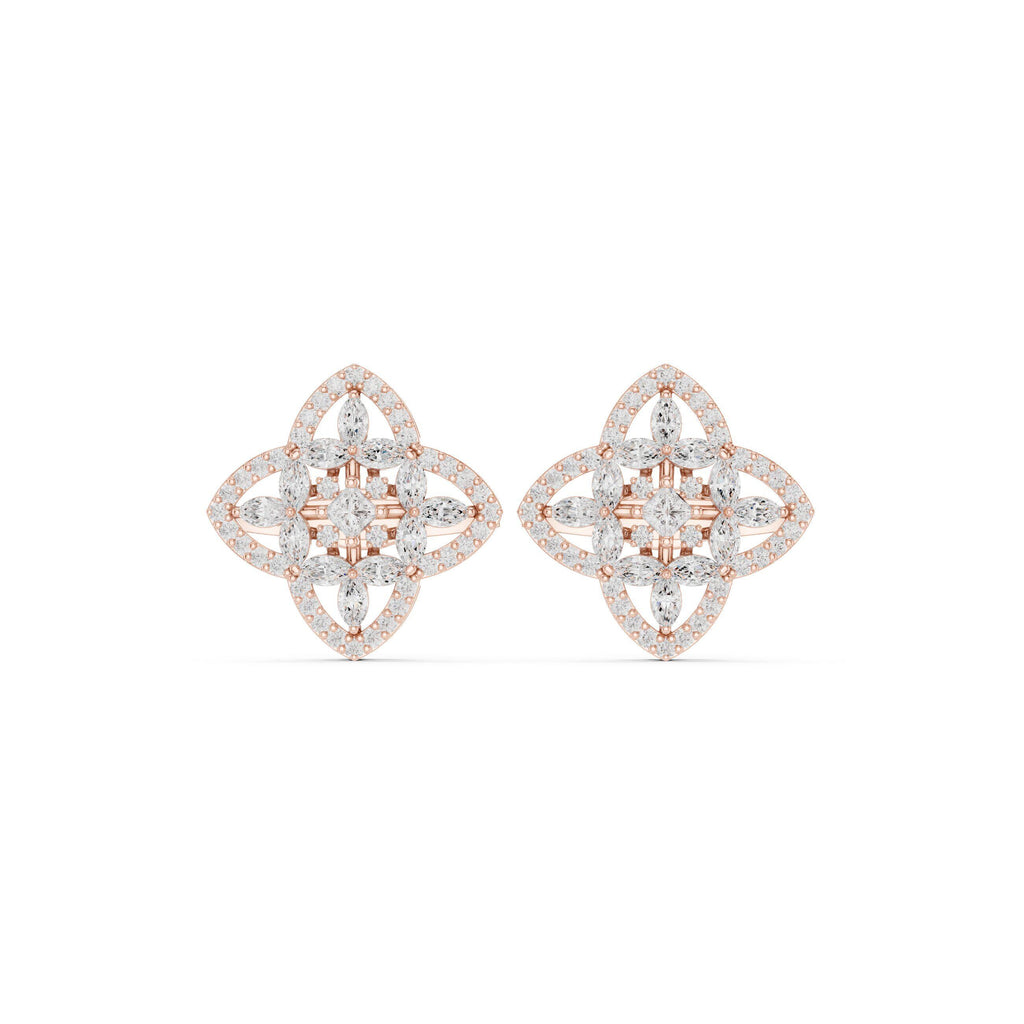 Moissanite Quatrefoil Stud Earrings – 925 Sterling Silver, 18K Gold Vermeil